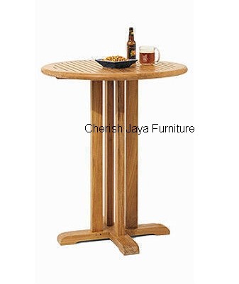 Name: Bar table Size: Bar table Dia=92, H=110 cm Wood: Solid Teakwood